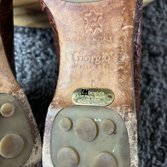 Giorgios of Palm Beach Crocodile Loafers Womens 6 Brown Leather Square Toe Italy - Picture 10 of 10